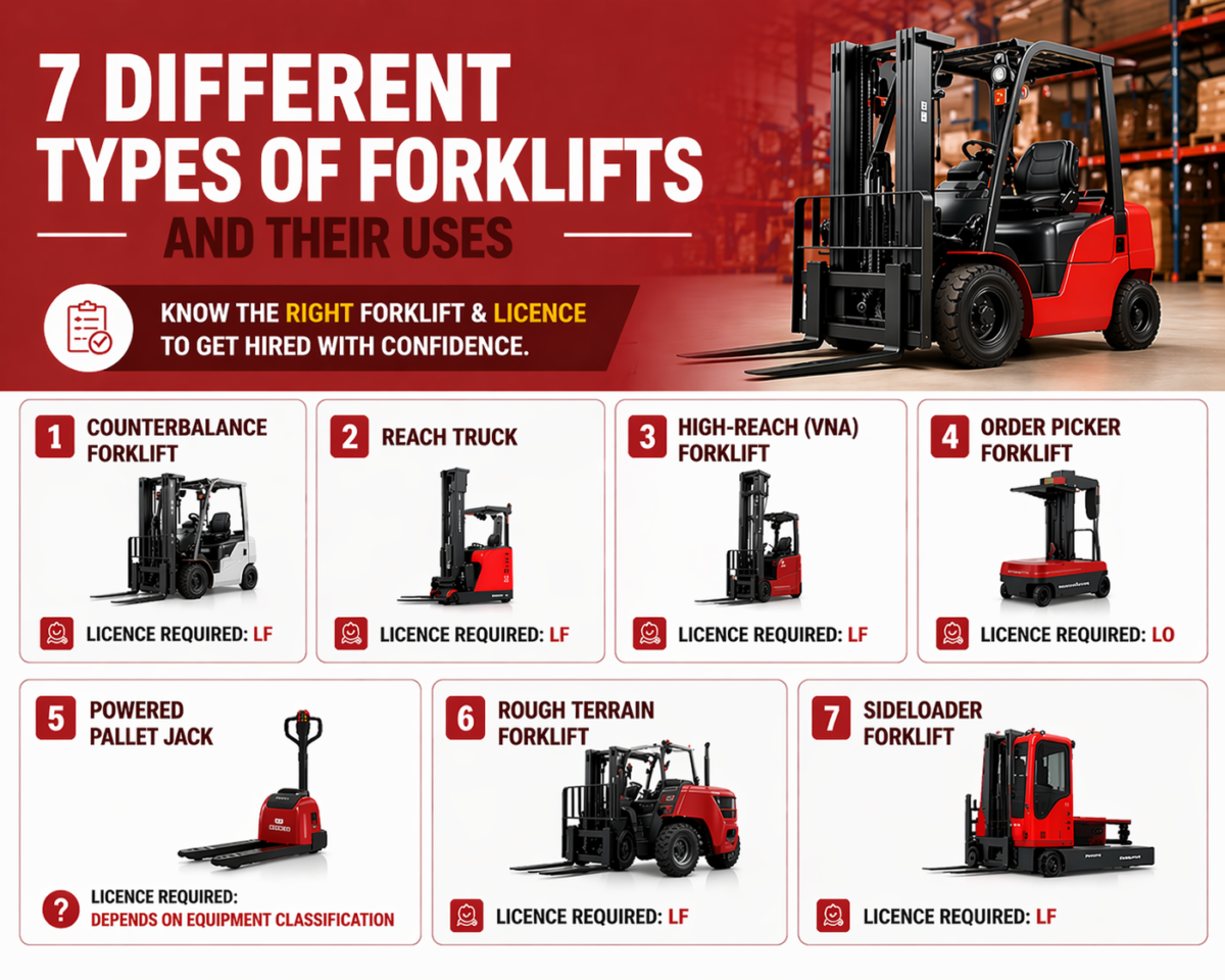 7 different types of forklifts in Australian warehouse
